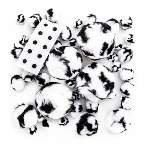 Pompony akrylowe dpCraft Animal Zebra, 45szt